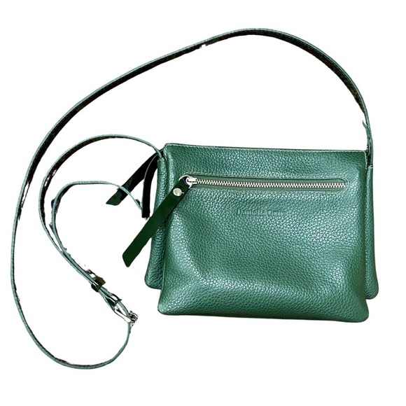 Daniella Ortiz Green Leather Triple-Zip Crossbody Bag - Picture 1 of 12